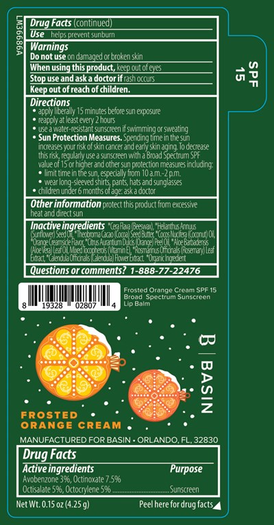 Basin Frosted Orange Dream Spf 15 Broad Spectrum Sunscreen Lip Balm 0.15 Oz Label (Lm36686a Pl139s Frosty Orange Creme Orange Dream Spf 15 Broad Spectrum Sunscreen Lip Balm 2024 9 4 Ol)
